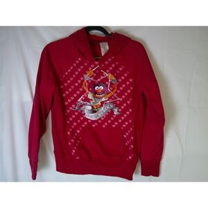 Rare Vintage Muppets Animal Rock Hoodie Junior XL Red Graphic Sweatshirt
